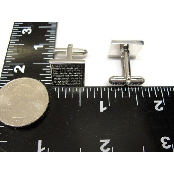 Chaps Cufflinks Silver Tone Square Wedding Tux - Picture 13 of 16